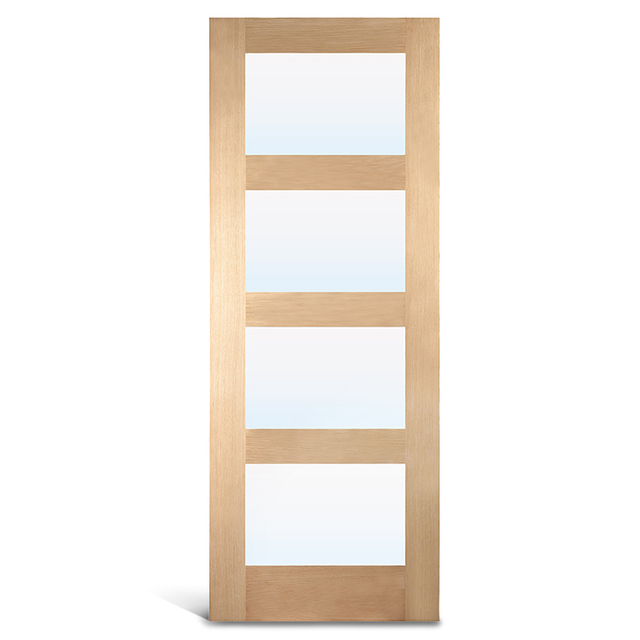 4 باب فرنسي من زجاج البلوط لايت